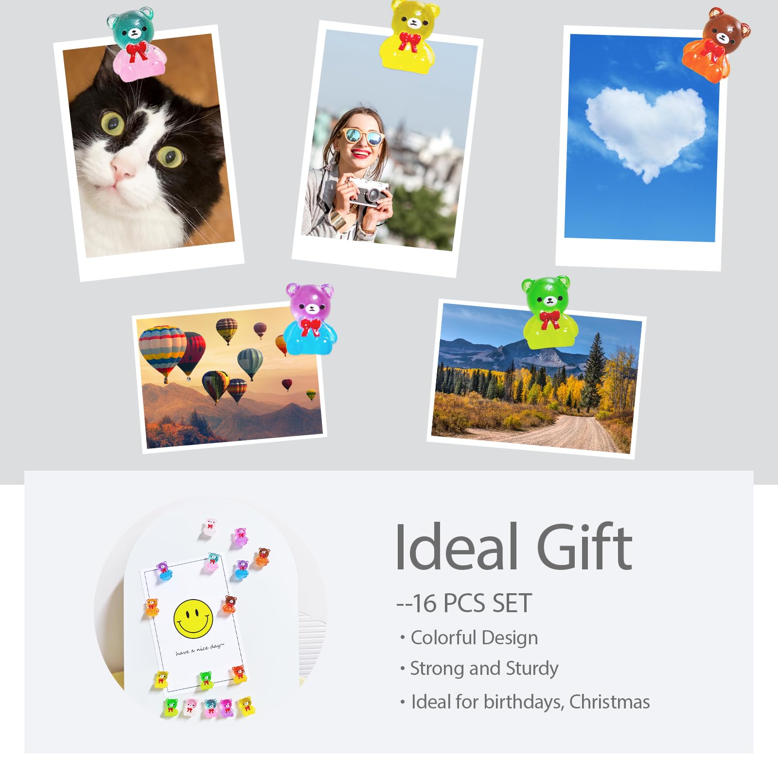 Giftable YOJO bear magnets set for fridge locker whiteboard