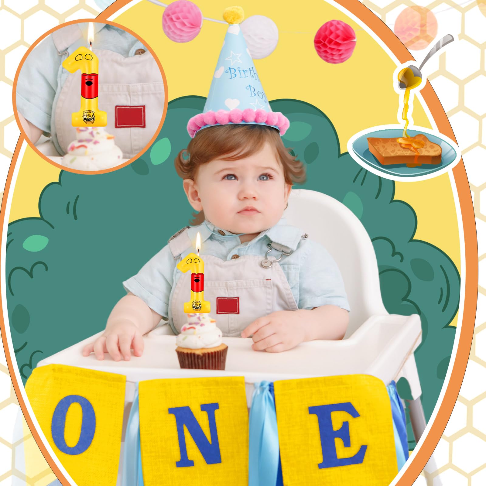 Yellow bear birthday candle size 2.28 x 3.66 inches