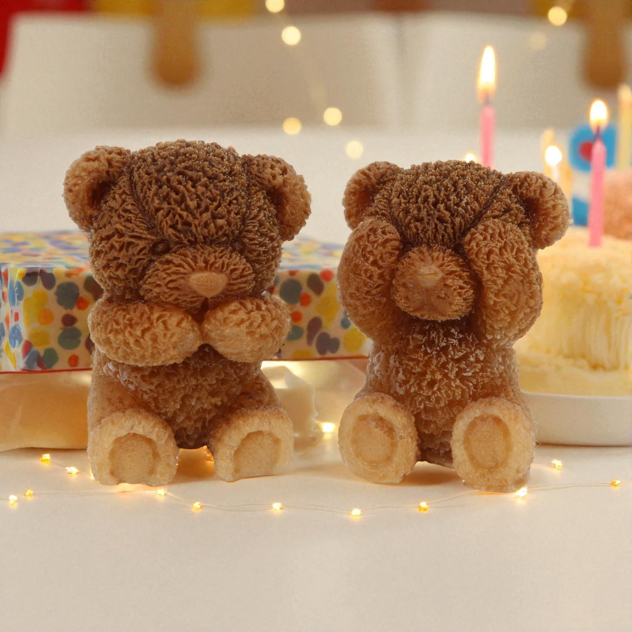 Two-piece pack of bear silicone molds for party favors