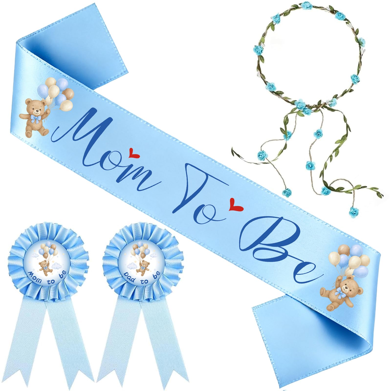 Bear Theme baby shower decorations set product image blue bear design