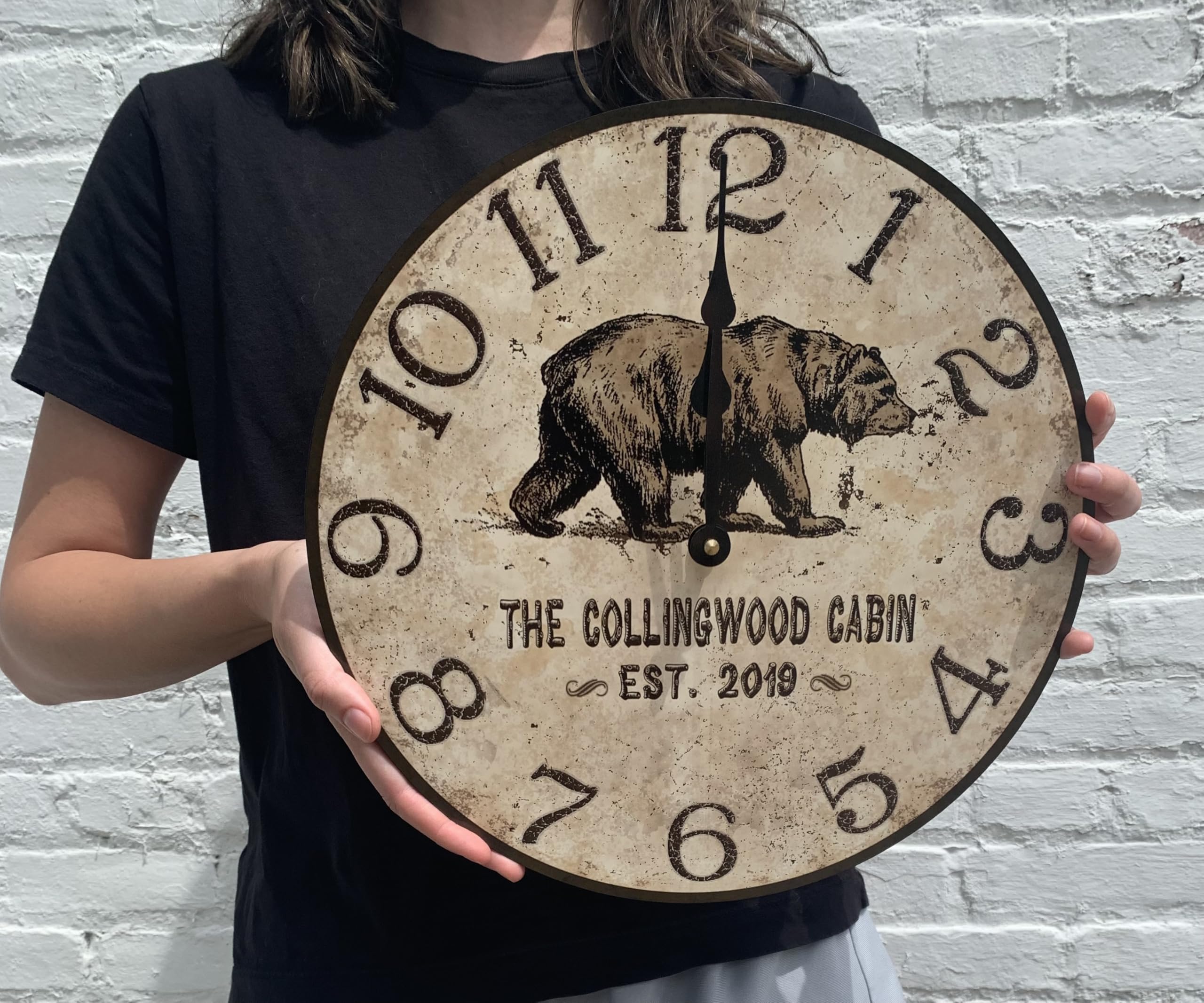 Handmade bear wall clock close up