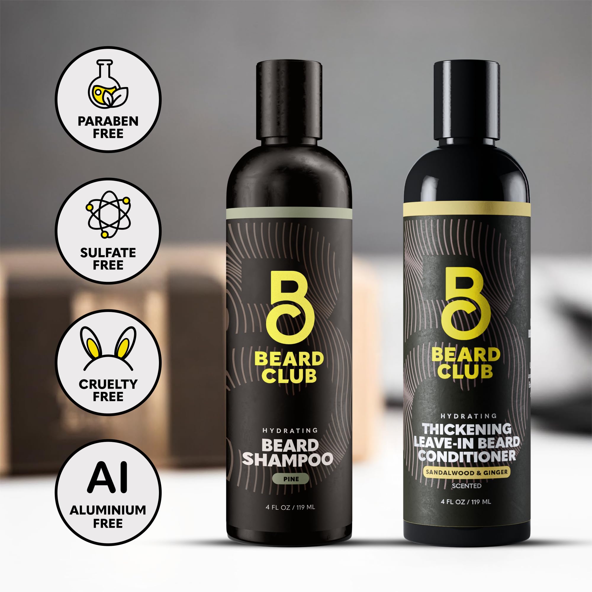 Travel-friendly beard wash and conditioner set packaging
