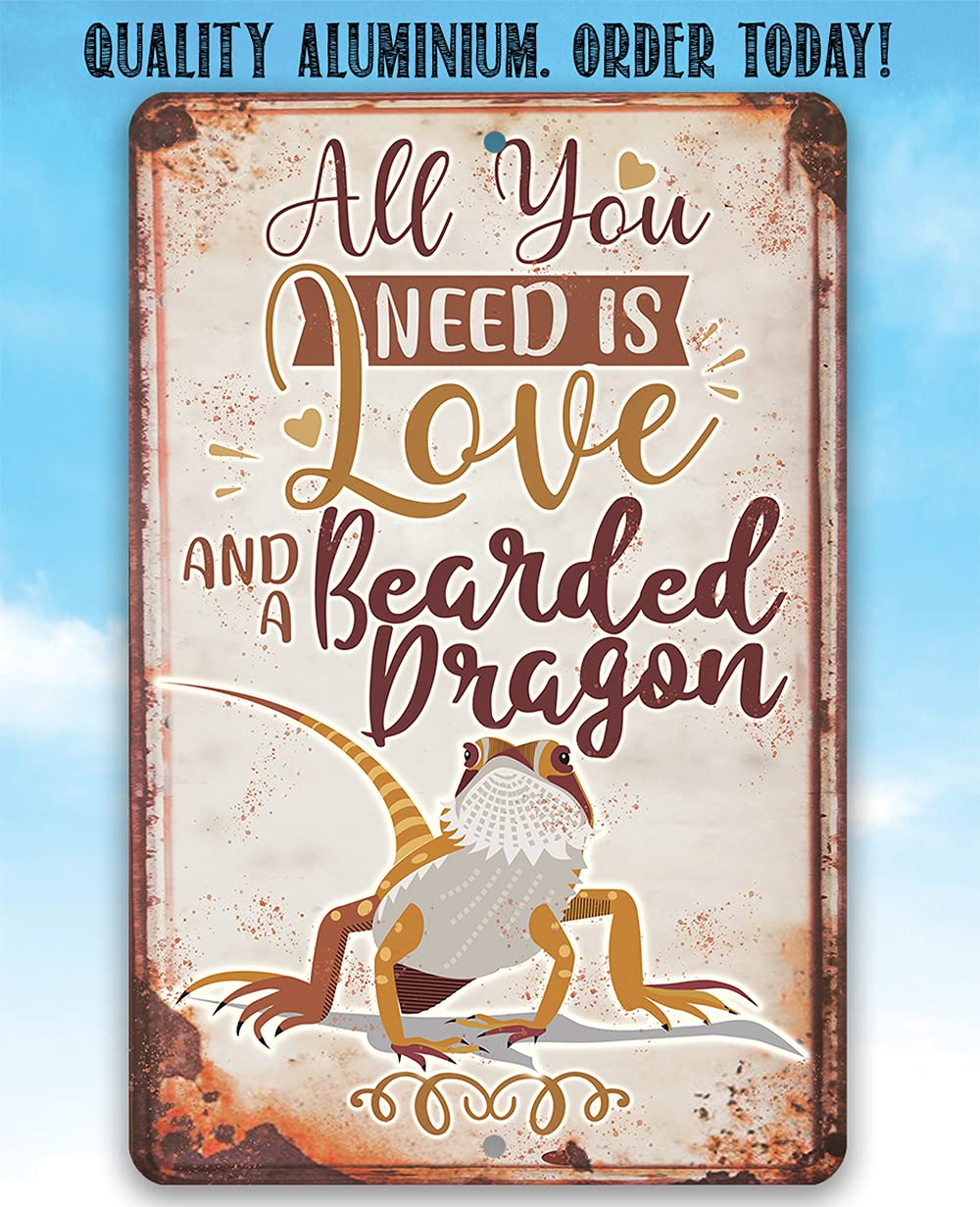 Bearded Dragon Metal Sign two screw holes mounting image