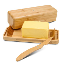 Beardo decor bamboo butter dish with lid on a countertop