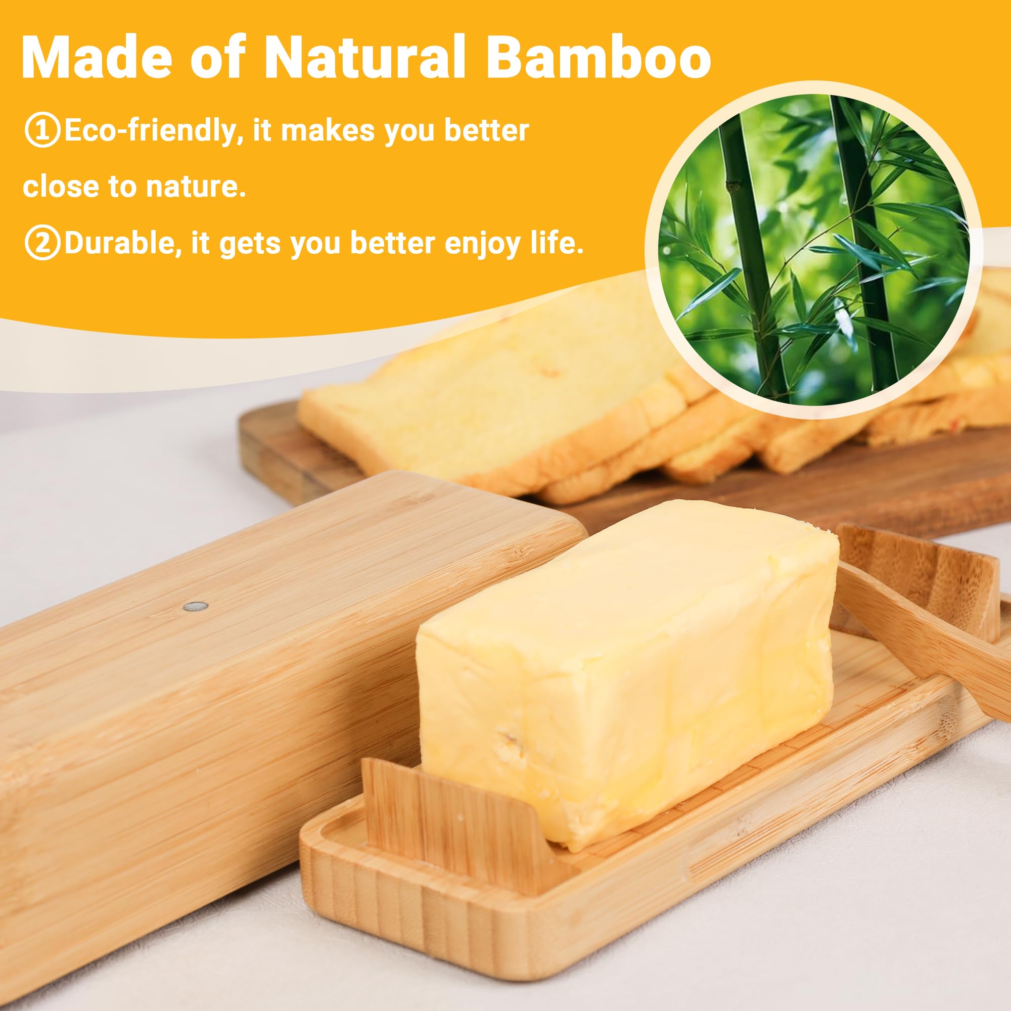 Eco-friendly bamboo butter dish suitable for butter and cream cheese