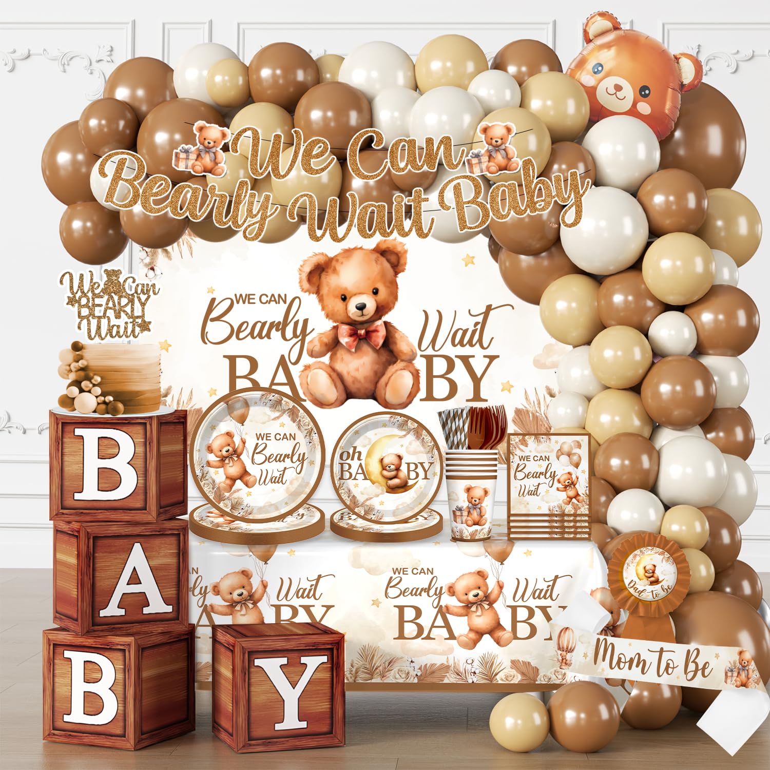 Bearly Wait Baby Shower Decorations banner backdrop display