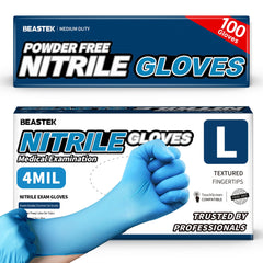 Beastek blue nitrile gloves large size box 100 Pcs