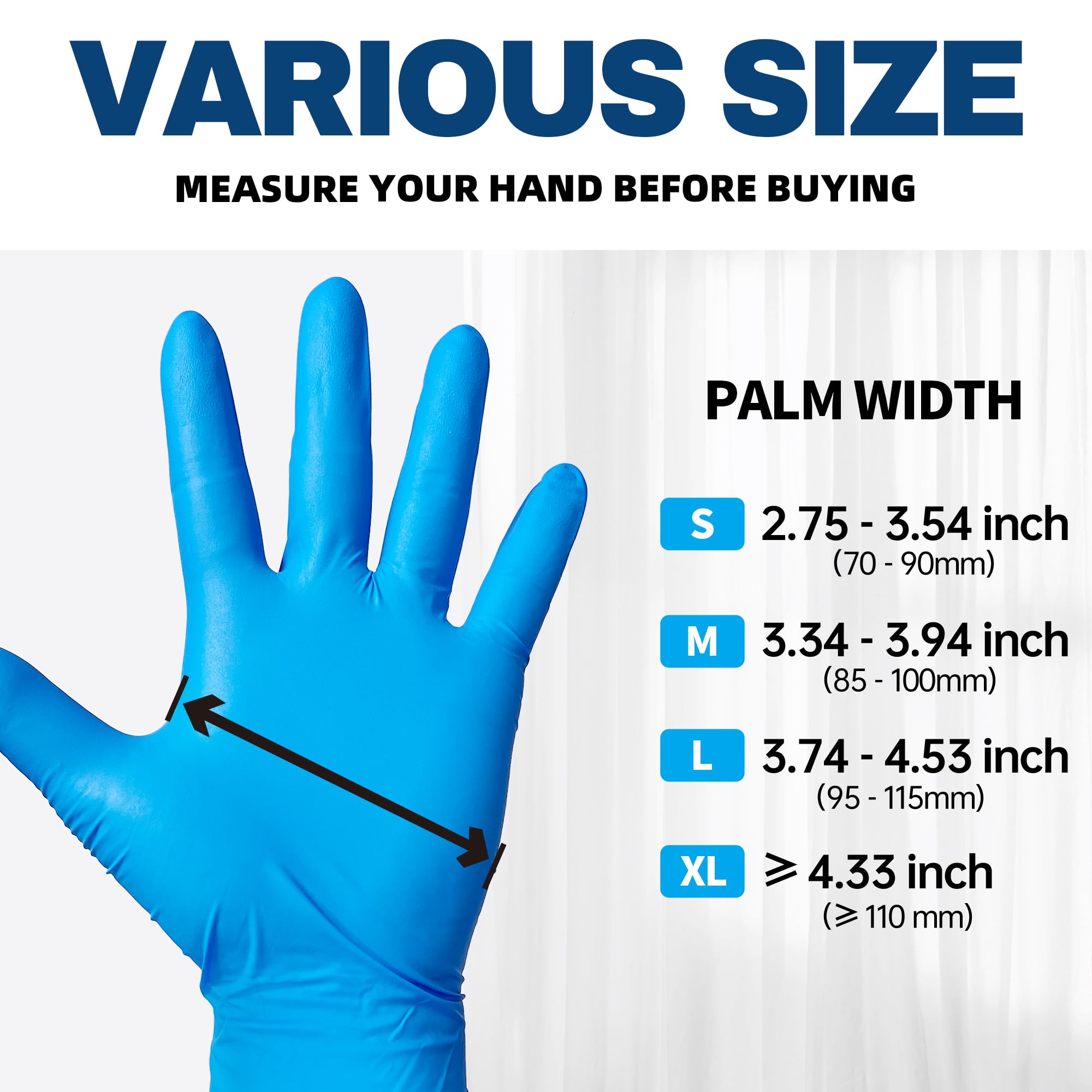 Beastek box of 100 blue nitrile exam gloves packaging