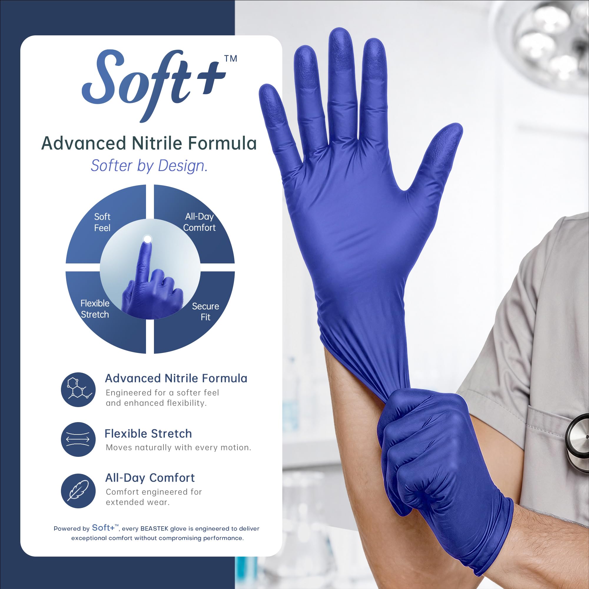 BEASTEK nitrile gloves 4mil blue violet color size M