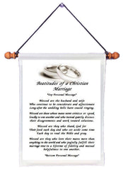 Beatitudes of a Christian Marriage personalized canvas wall hanging 9.25 x 11.5 inches with hanging rod and cord