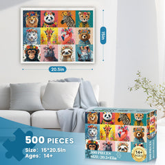 12-grid layout showing animal portraits