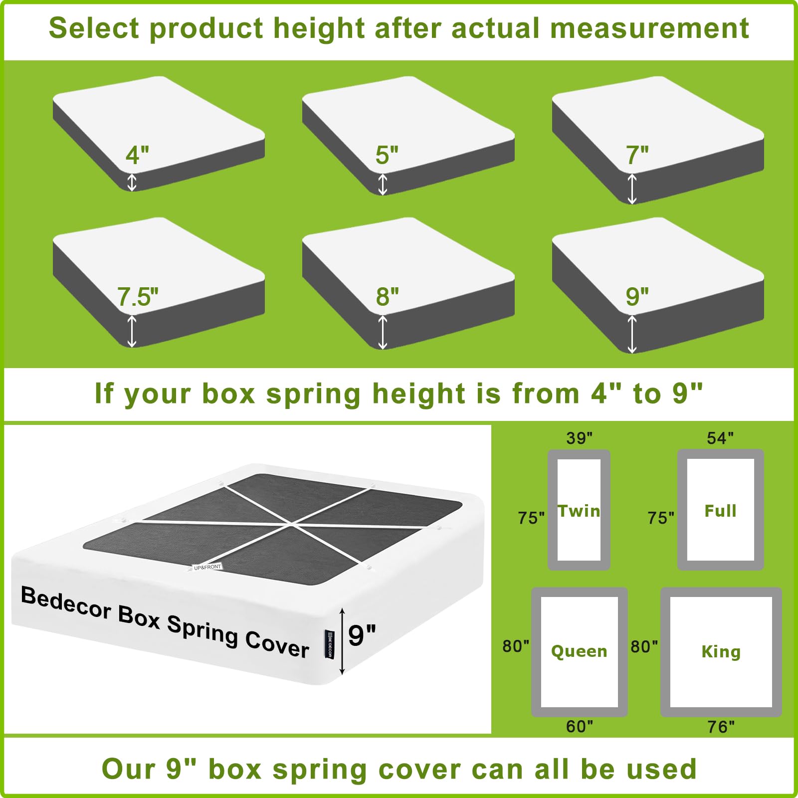 Bedecor wrap around box spring cover 4-way fit