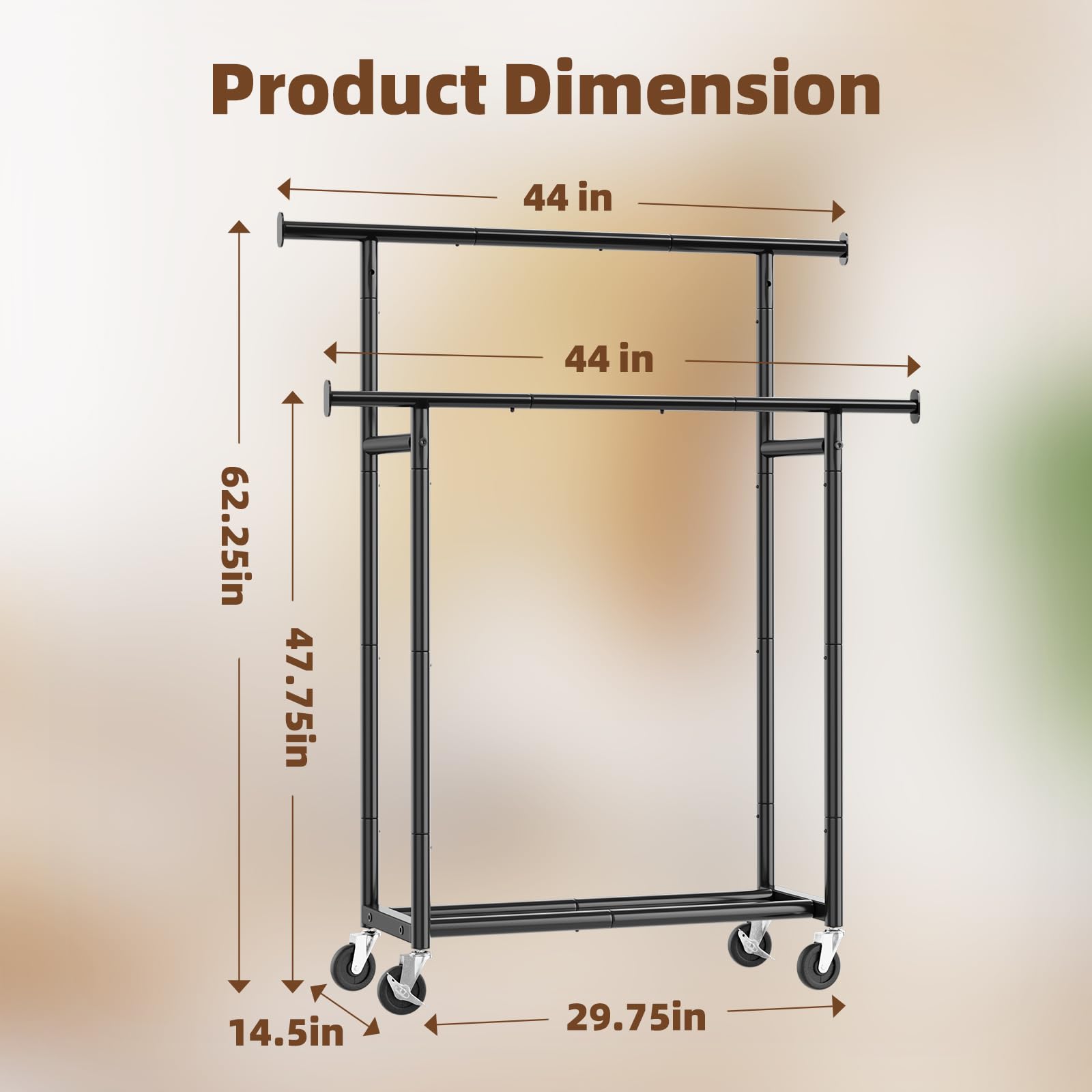 Clothes rack with bottom storage bar for shoes