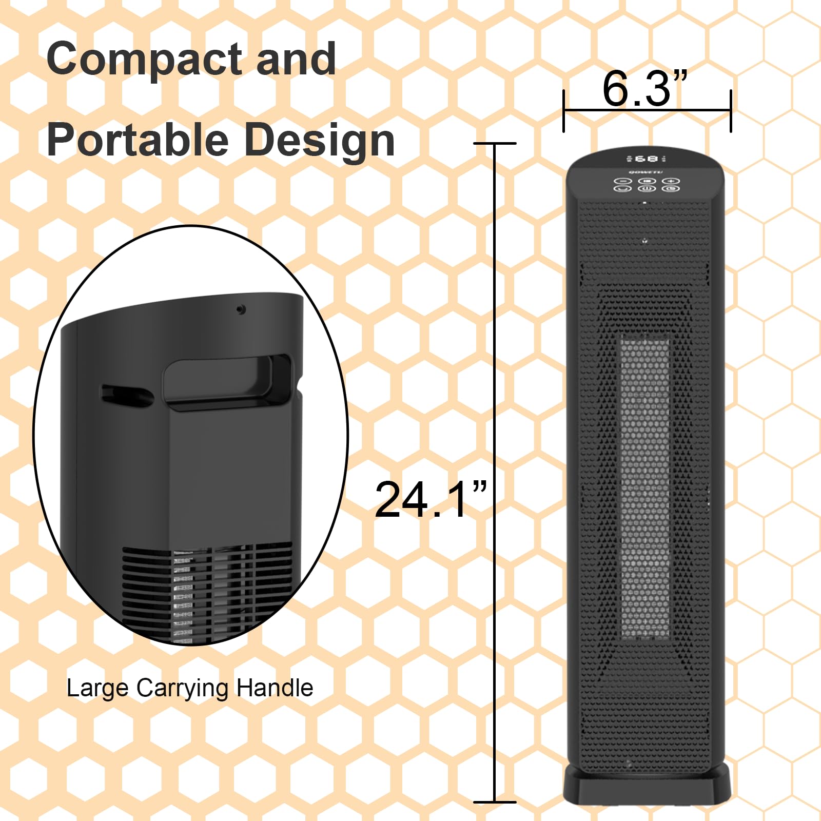 Bedroom and office space heater 1500W for indoor use