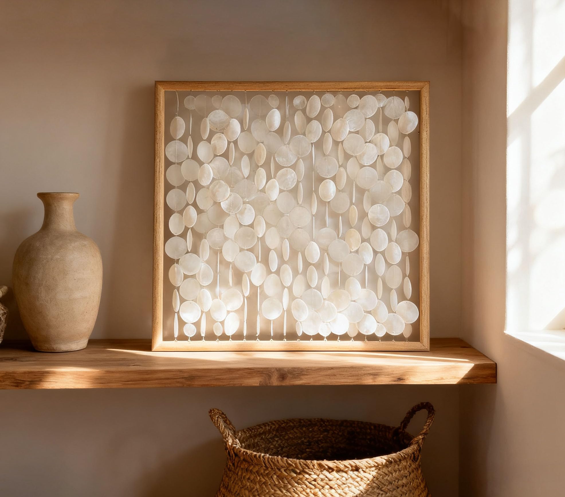 Bedroom and office capiz shell wall decor Bergamot