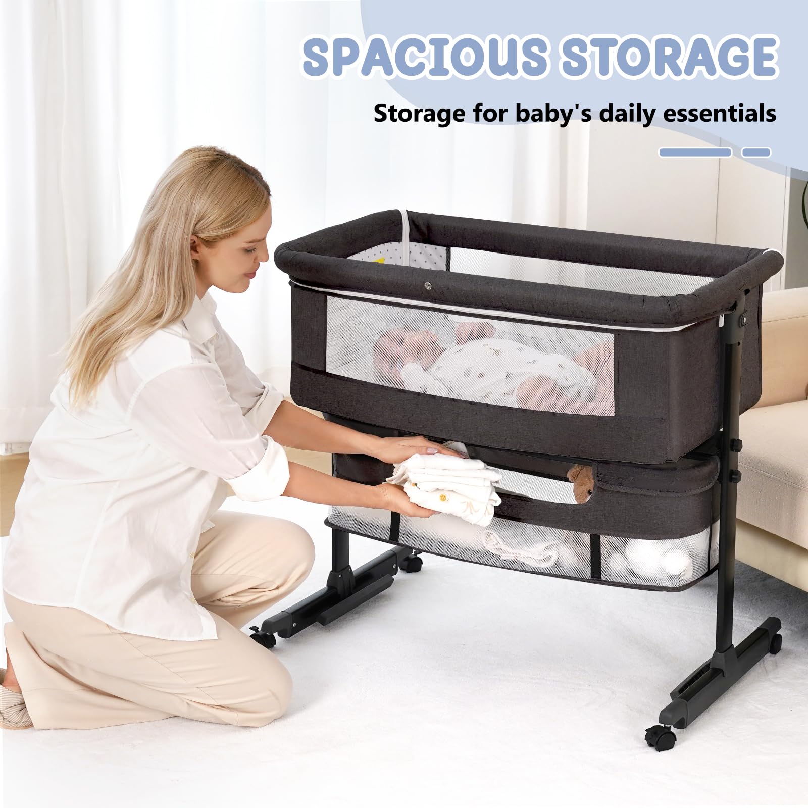 Packaged Baby Bassinet includes mattress and components