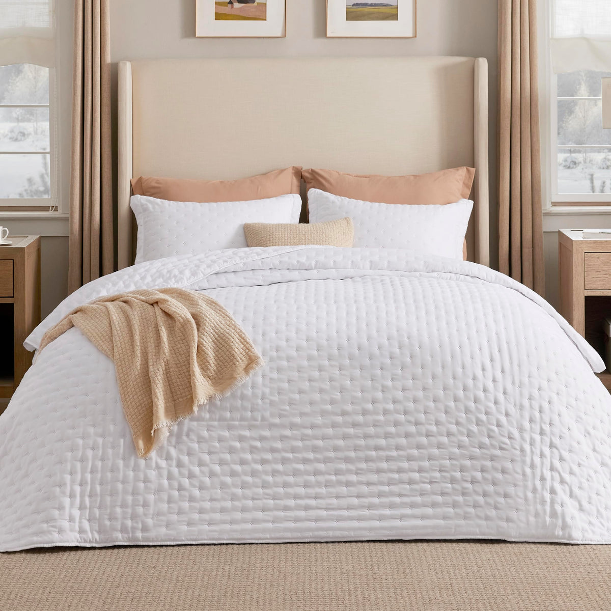 Bedsure California King quilt set on white bed