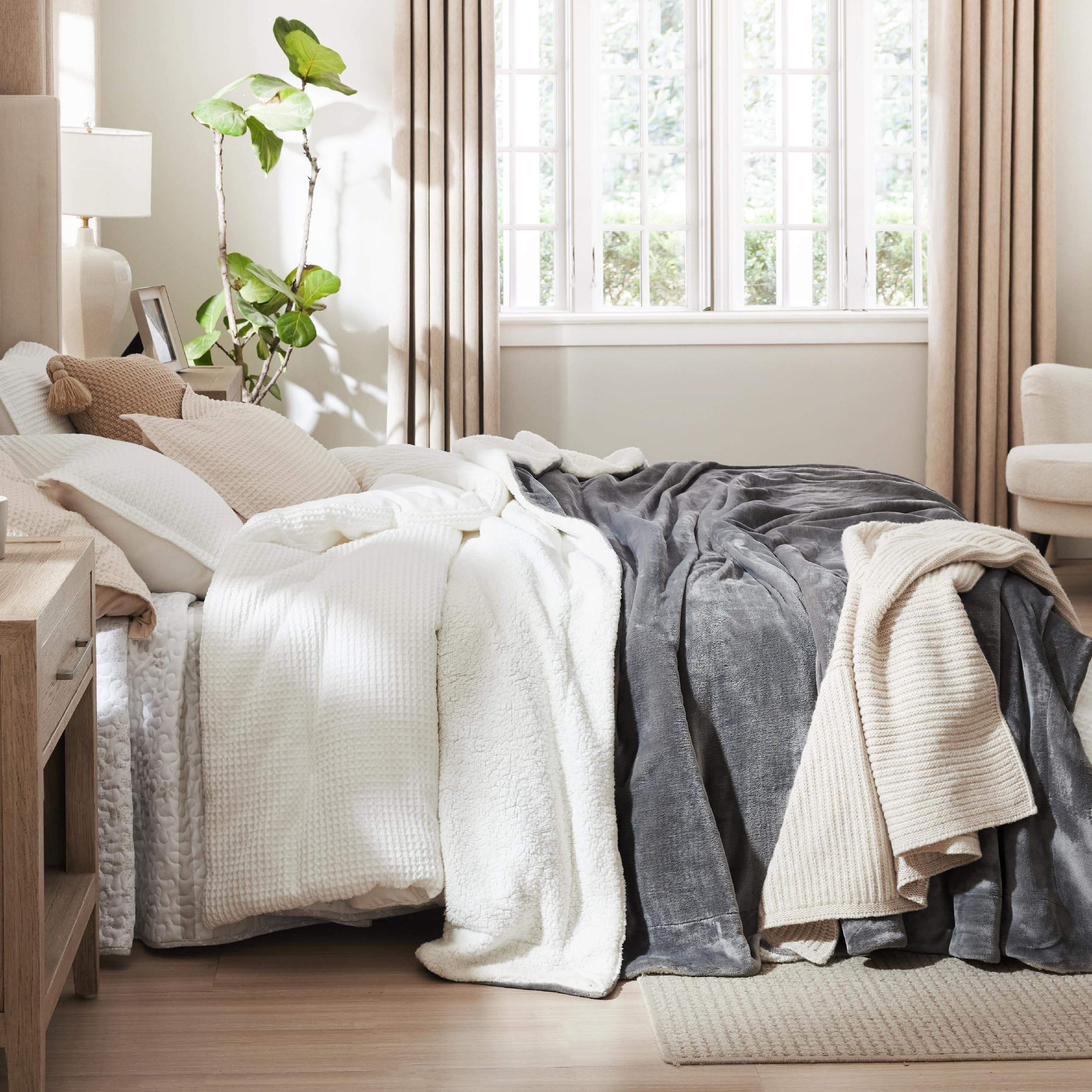 Bedsure couch throw blanket grey 50x60