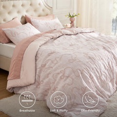 Bedsure queen size comforter with 3D Puffy Jacquard design