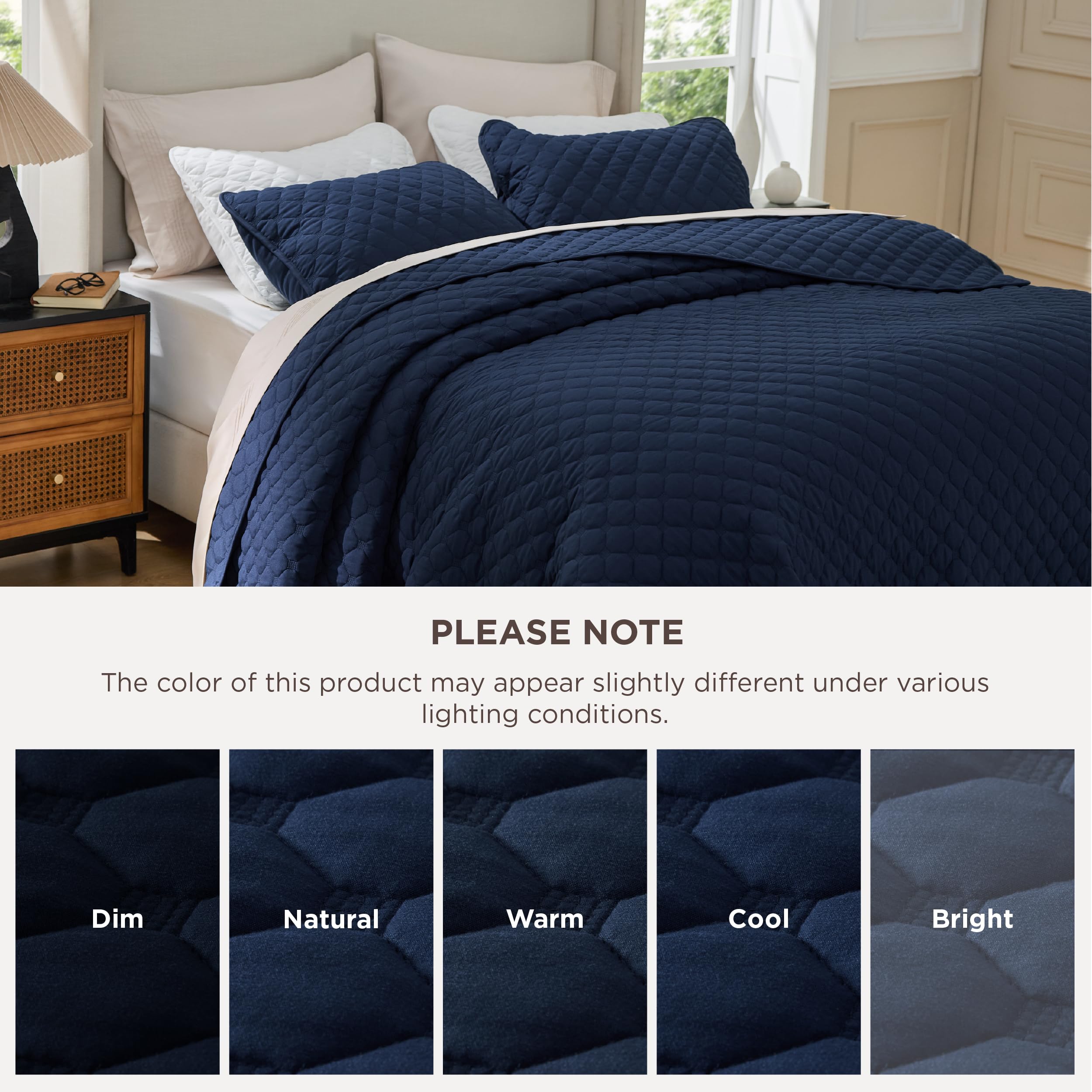 Bedsure queen size quilt set dense quilting durability