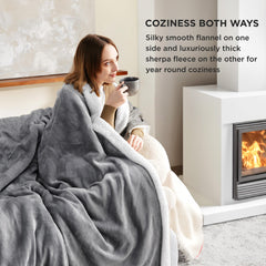 Bedsure GentleSoft sherpa fleece throw blanket grey couch