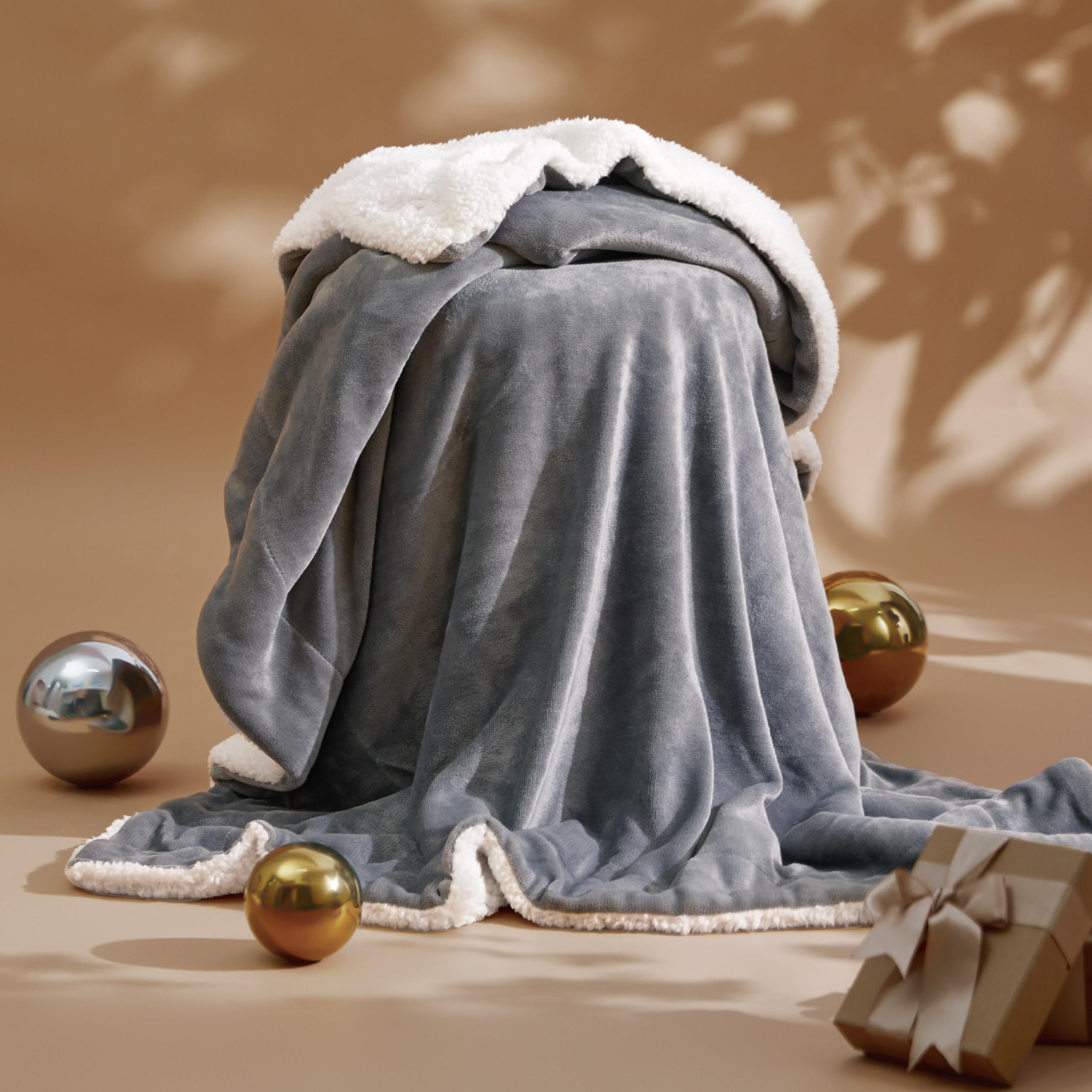 Bedsure gentleSoft sherpa fleece blanket on couch