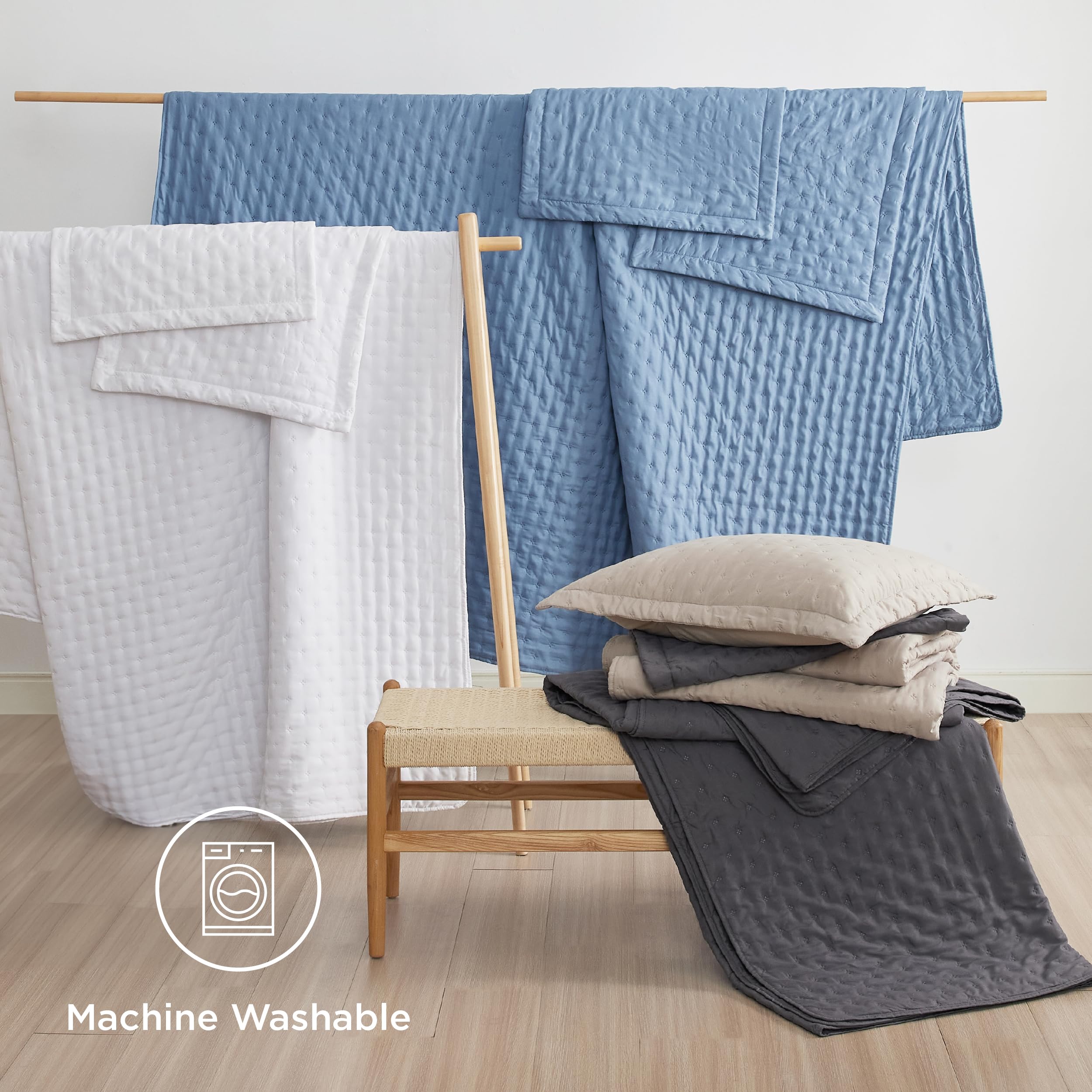 Bedsure quilt set machine washable with ultrasonic binding