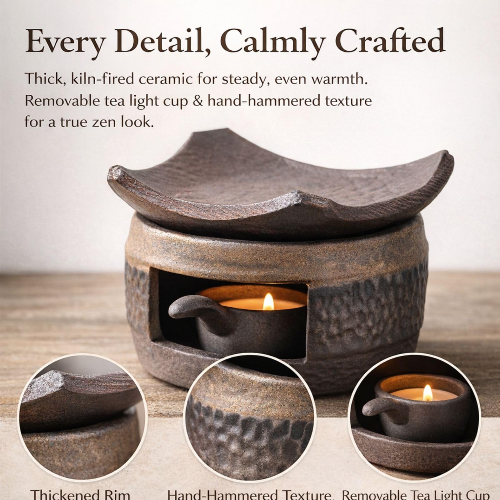 Bedtime calm meditation space with ceramic incense holder