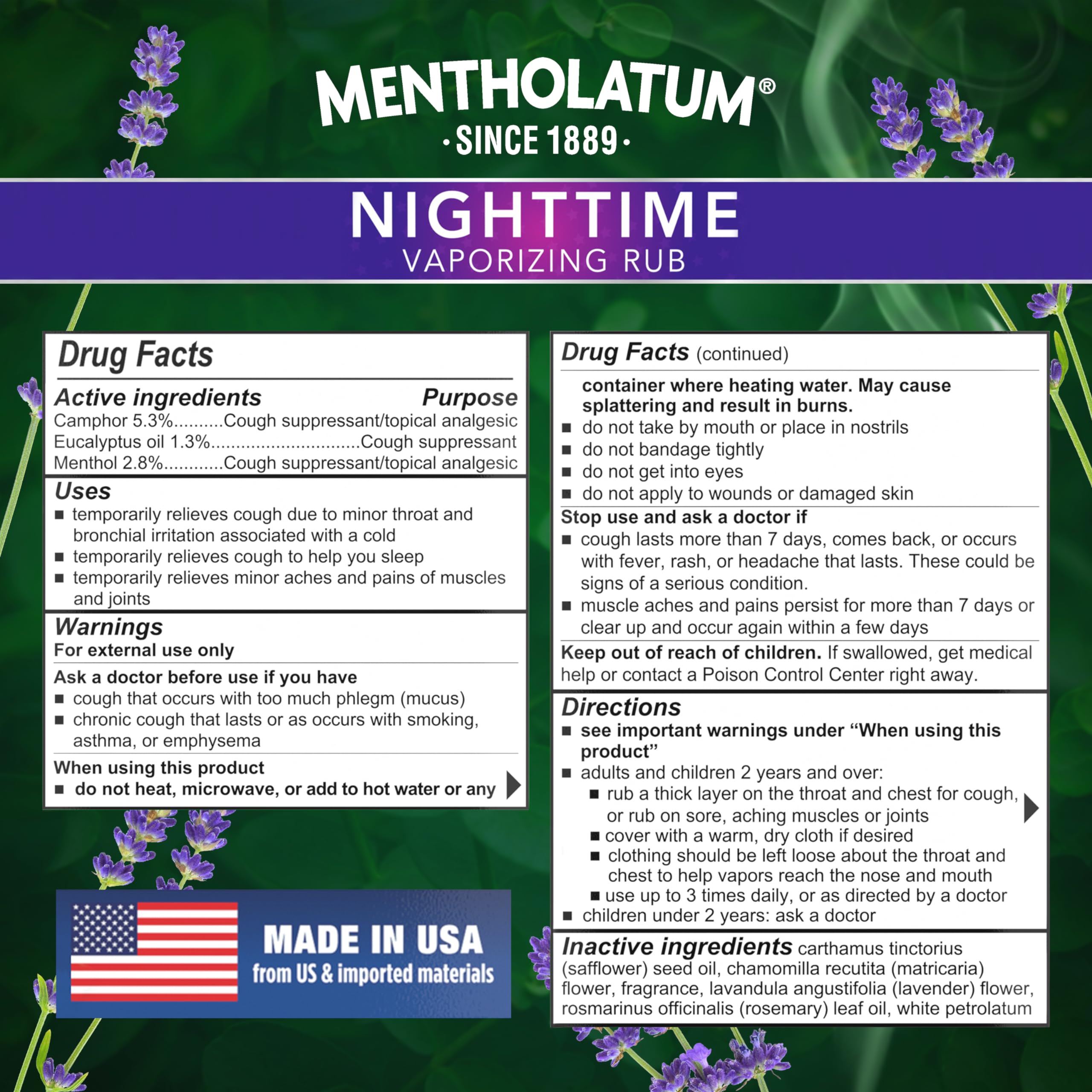 Bedtime rub from Mentholatum for cold and cough