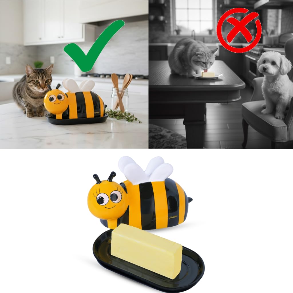 Bee butter dish for countertop and kitchen use