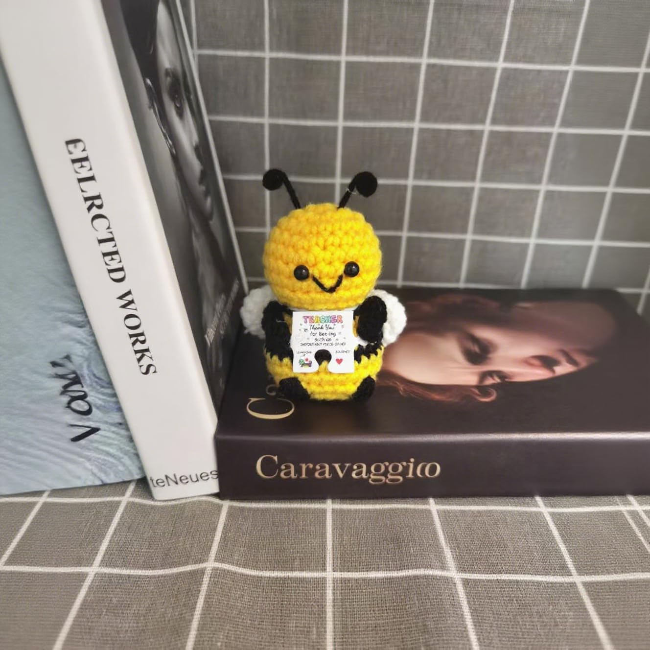 Desk display friendly bee plush for classroom decor