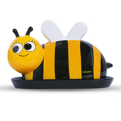Bee shaped ceramic butter dish close up
