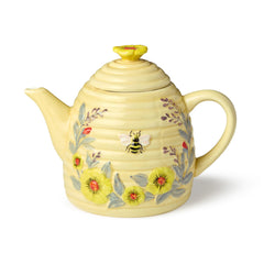 Bee Sweet 32 oz 3-D Beehive Teapot with hand-painted florals