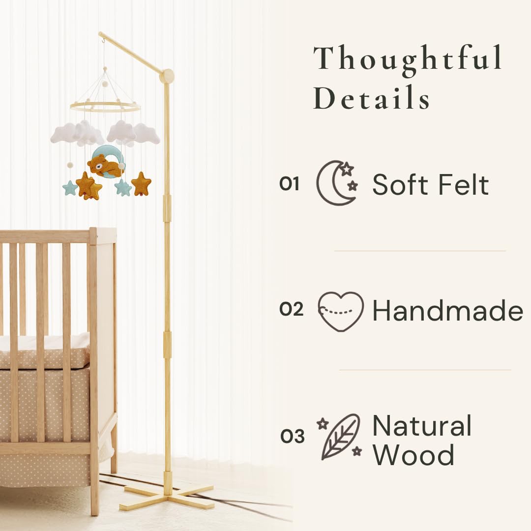 Mobile promotes visual tracking for newborns with varied heights