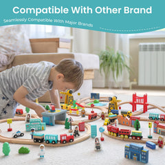 Beech wood train set components for Tiny Land