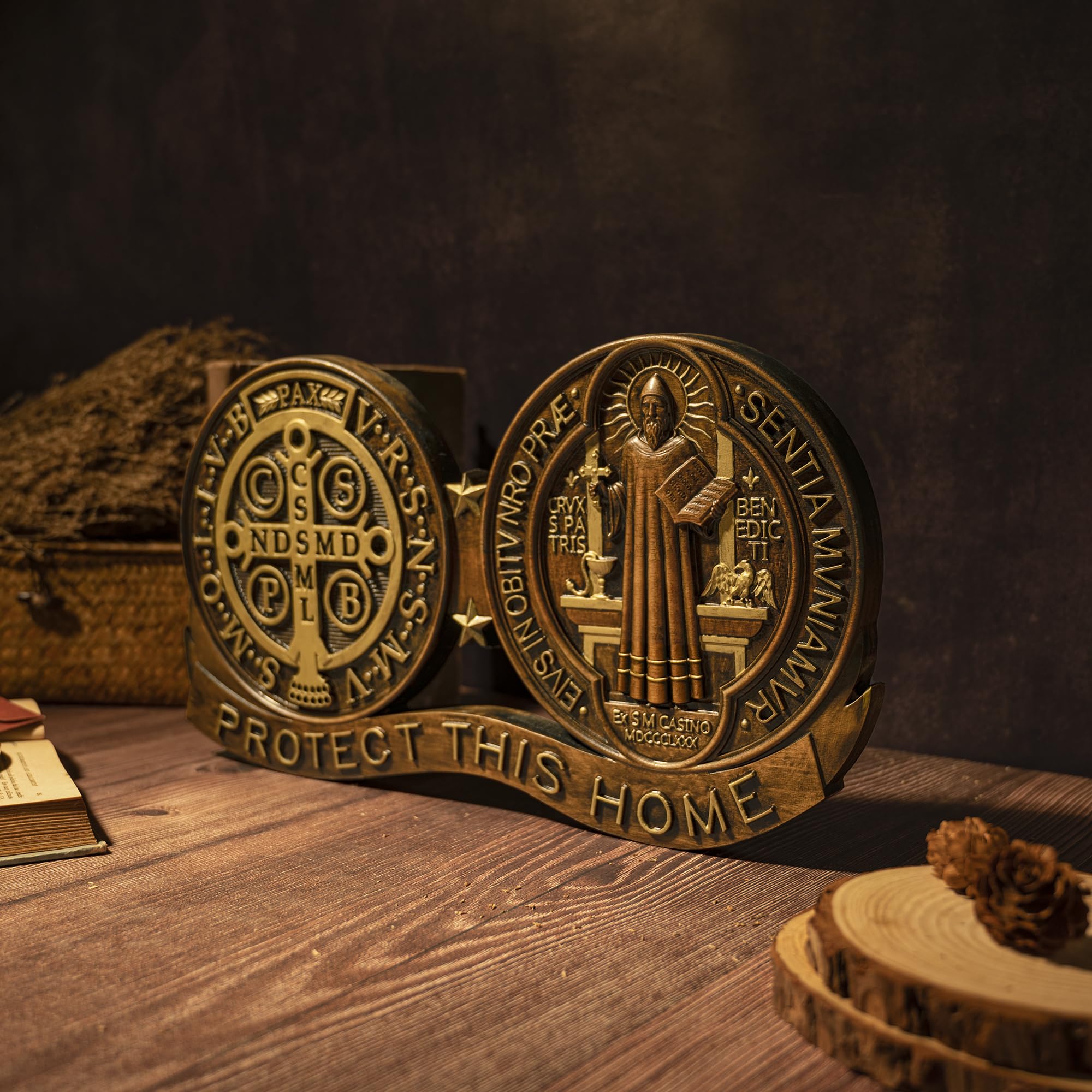 20 inch Saint Benedict Wall Decor wooden plaque