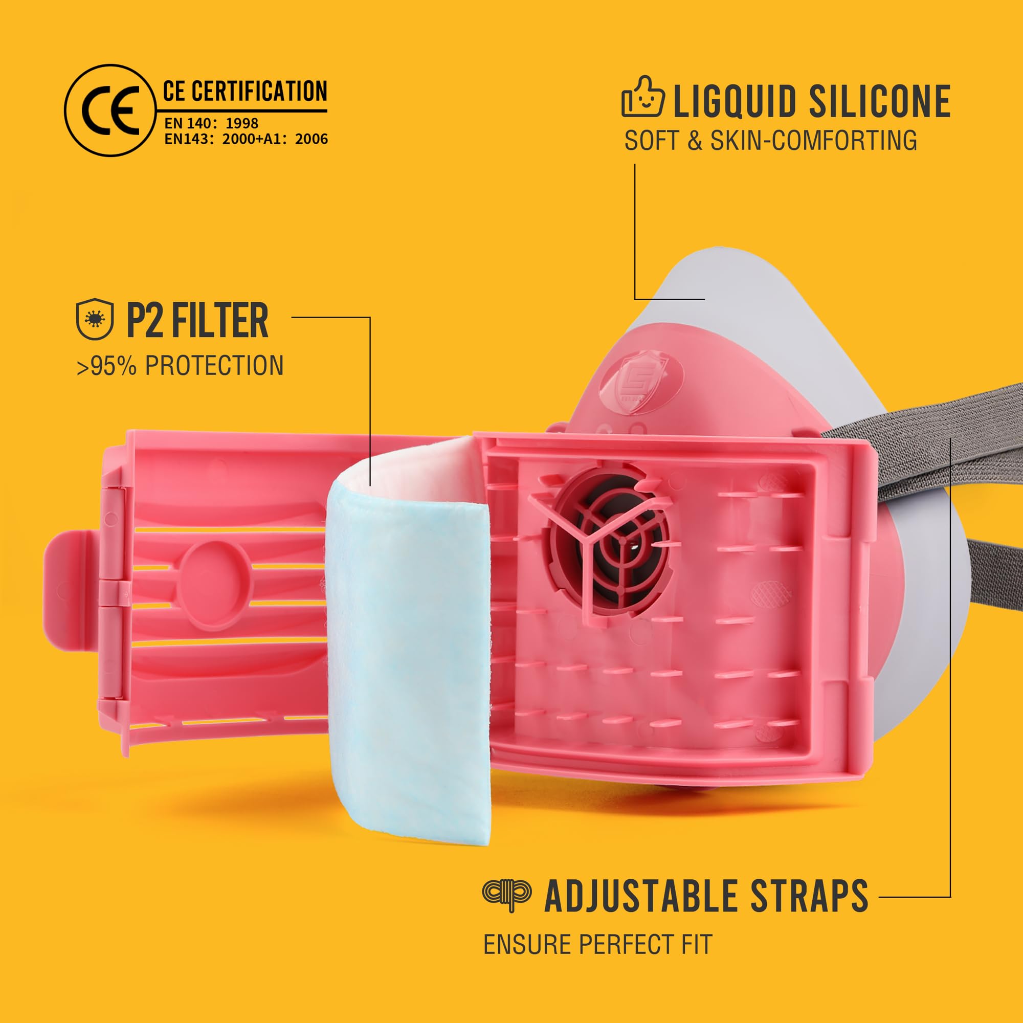 Dust mask with 6 P2 filters included for non-hazardous dust tasks
