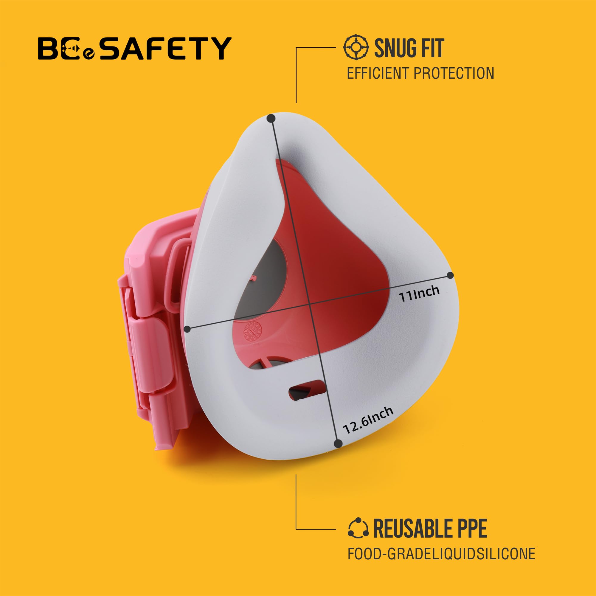 Soft silicone reusable respirator with adjustable headband pink