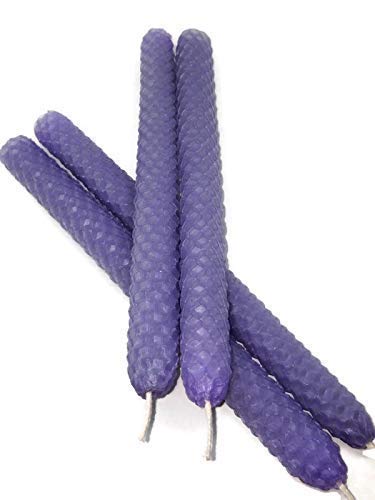 Beeswax Hand Rolled Lavender 8 Inch Taper Candle 2 packaging label
