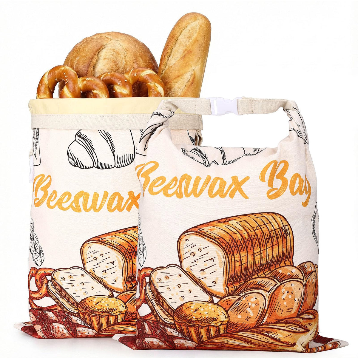 Beeswax bread bags 2 pack for sourdough storage