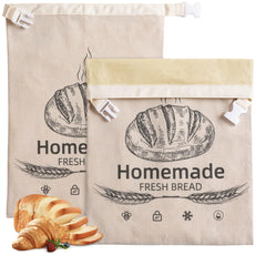 Beeswax bread bags 2 pack linen size 17x12.6 inches for sourdough storage