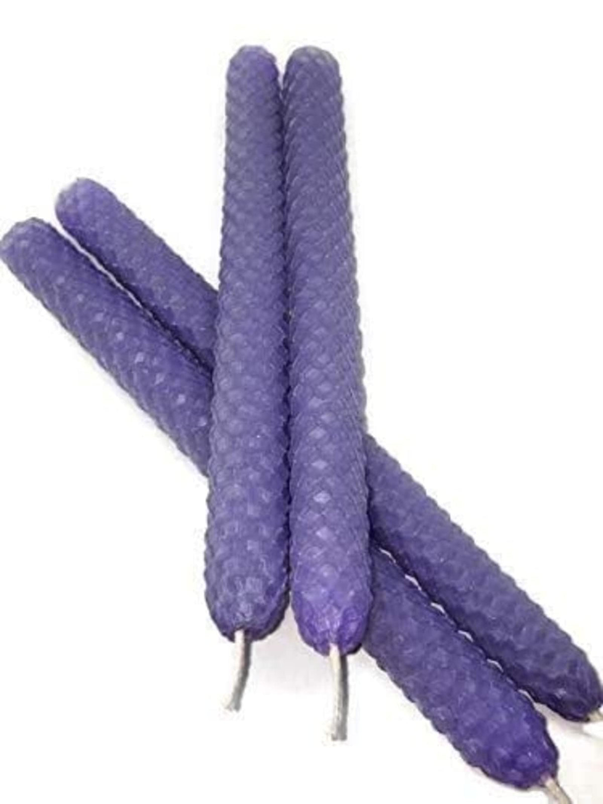 Beeswax Hand Rolled Lavender 8 Inch Taper Candle 2 front view