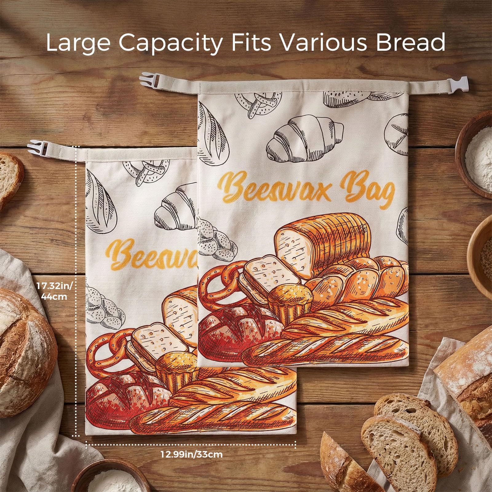 Beeswax lined bread bags for long loaves