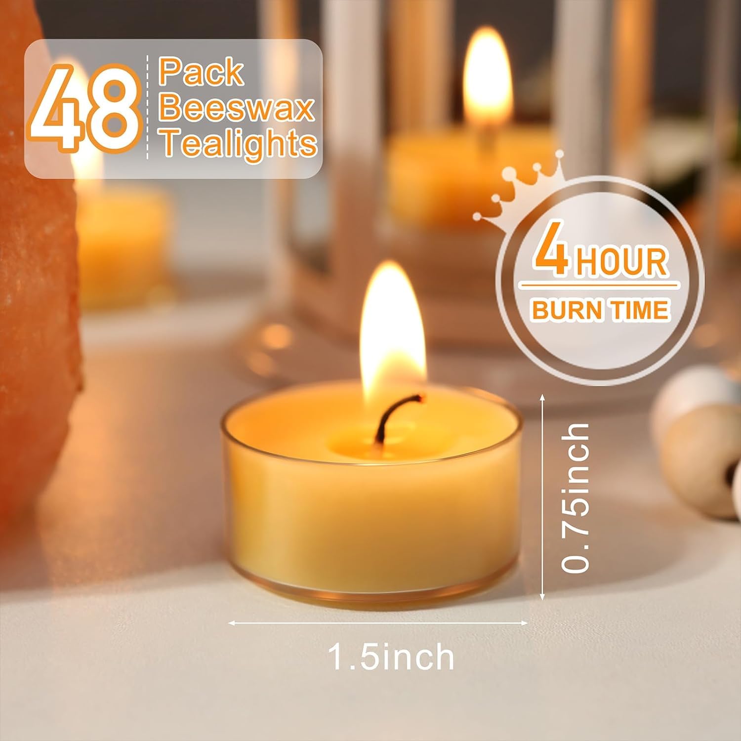 Beeswax tealights with cotton wicks smokeless burn