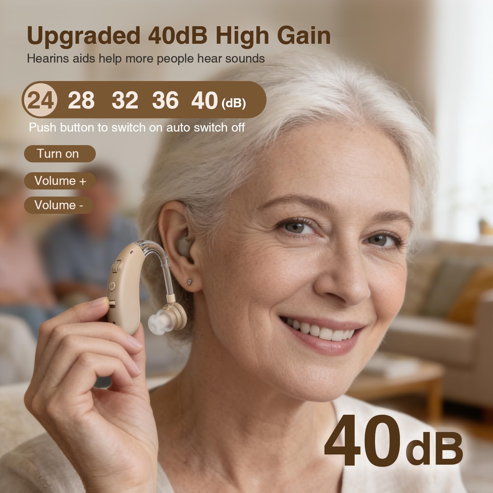Behind-the-ear hearing aid design worn by user