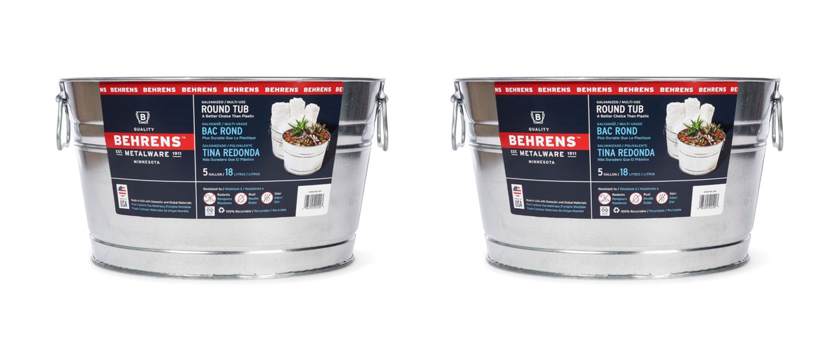 Behrens 5 gallon round steel tub galvanized steel construction