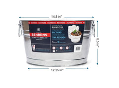 Round galvanized steel tub by Behrens for indoor and outdoor use