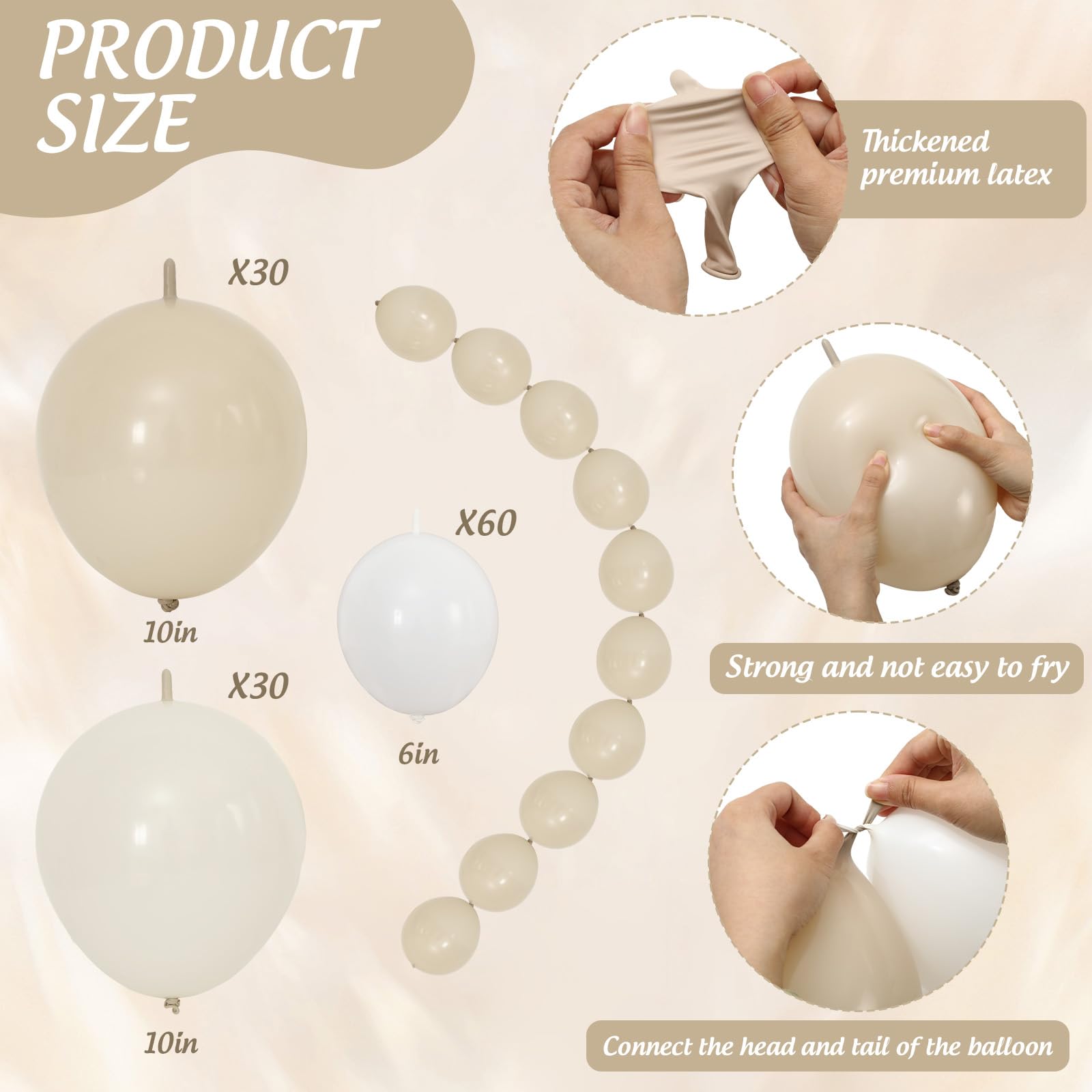 30 beige 10 inch link balloons included
