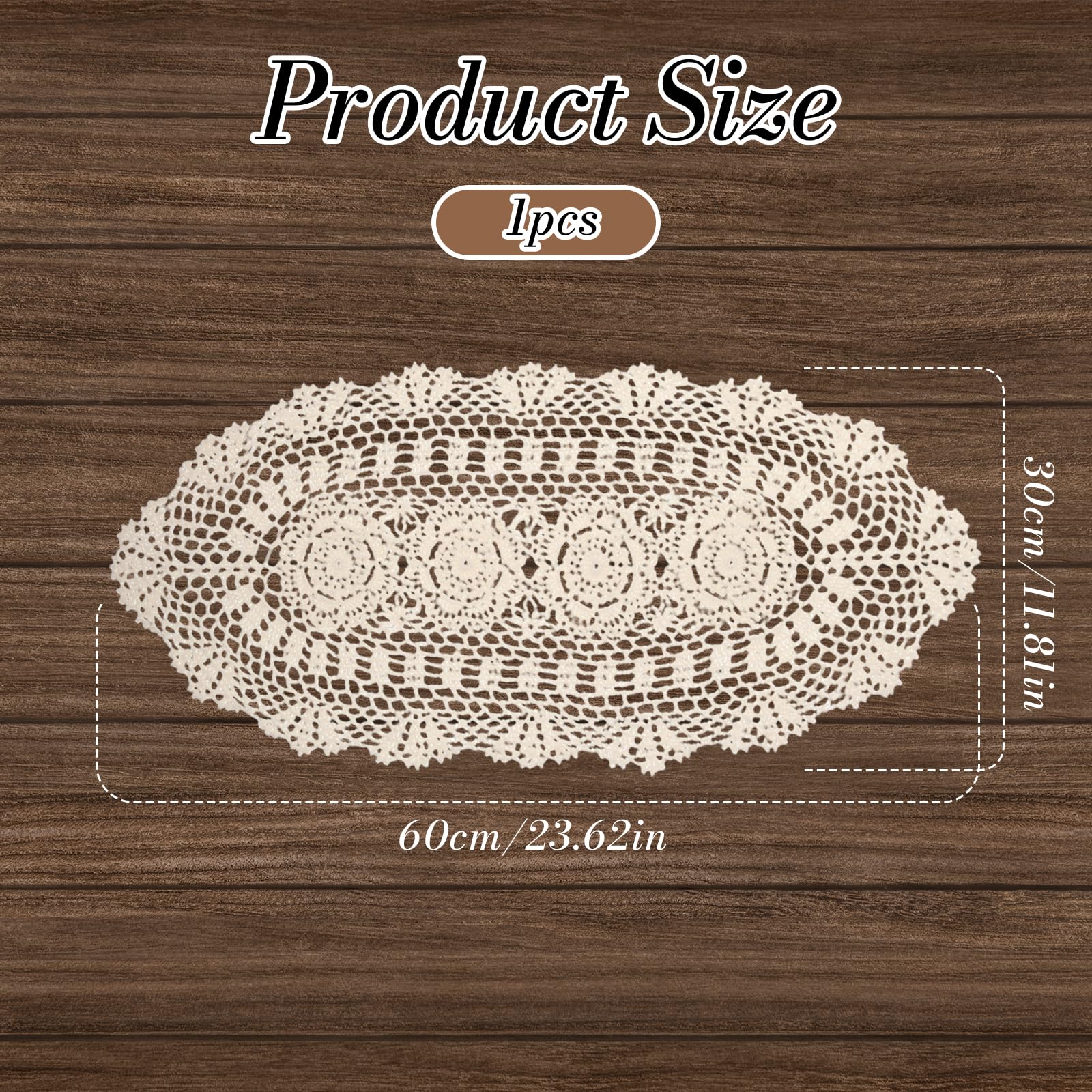 Handmade vintage crochet oval table runner