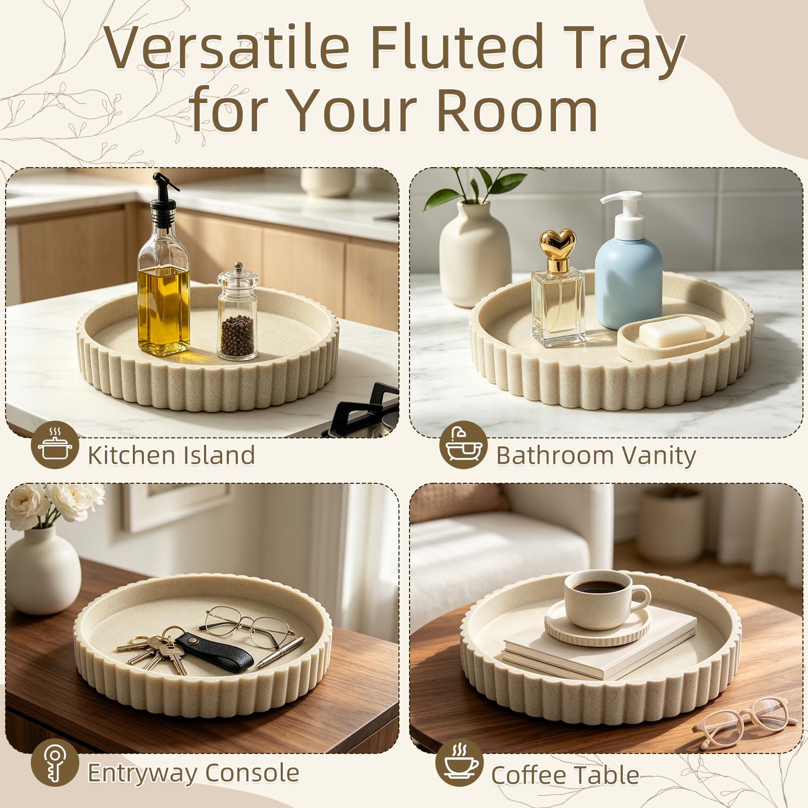 Round tray on a modern dining counter